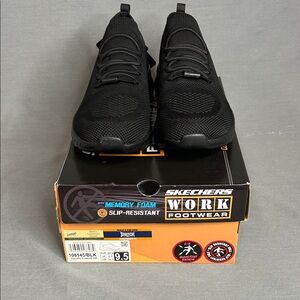 Skechers Work BOBS Sport Squad Chaos Sr - Womens 9.5 Black Slip on Medium